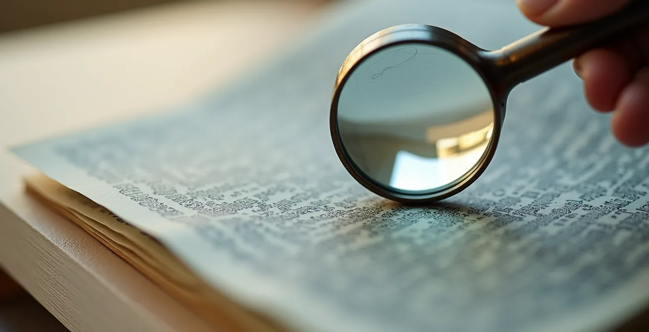 Inspection détaillée de documents avec loupe professionnelle